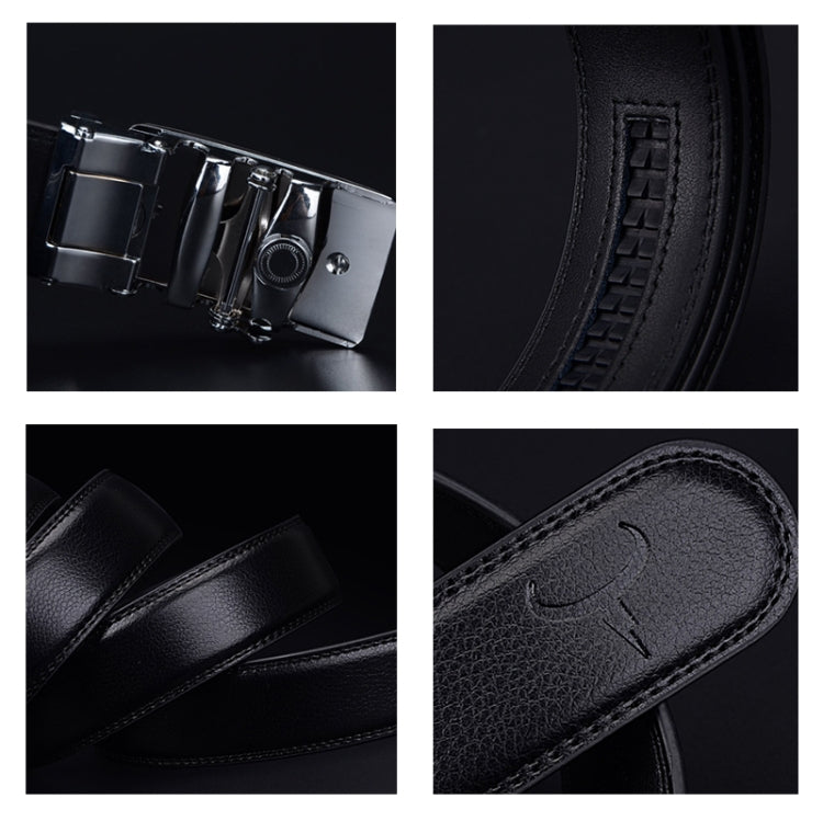 COWATHER CZ025 Men Fashion Business Two-Layer Cowhide Automatic Buckle Belt,Length：