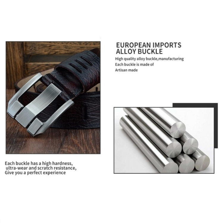 COWATHER QSK001 Men Casual Fashion Two-Layer Leather Pin Buckle Belt,Length：