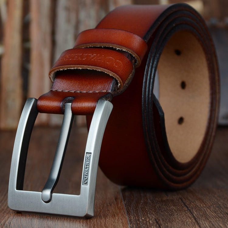 COWATHER XF004 Men Two-Layer Cowhide Business Casual Pin Buckle Belt,Length: