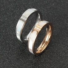 Load image into Gallery viewer, Three Diamonds Color Shell Diamond Ring Titanium Steel Gold-Plated Couple Ring, 5 US Size, 6 US Size, 7 US Size, 8 US Size, 9 US Size, 10 US Size