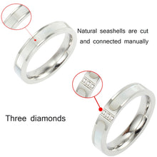 Load image into Gallery viewer, Three Diamonds Color Shell Diamond Ring Titanium Steel Gold-Plated Couple Ring, 5 US Size, 6 US Size, 7 US Size, 8 US Size, 9 US Size, 10 US Size