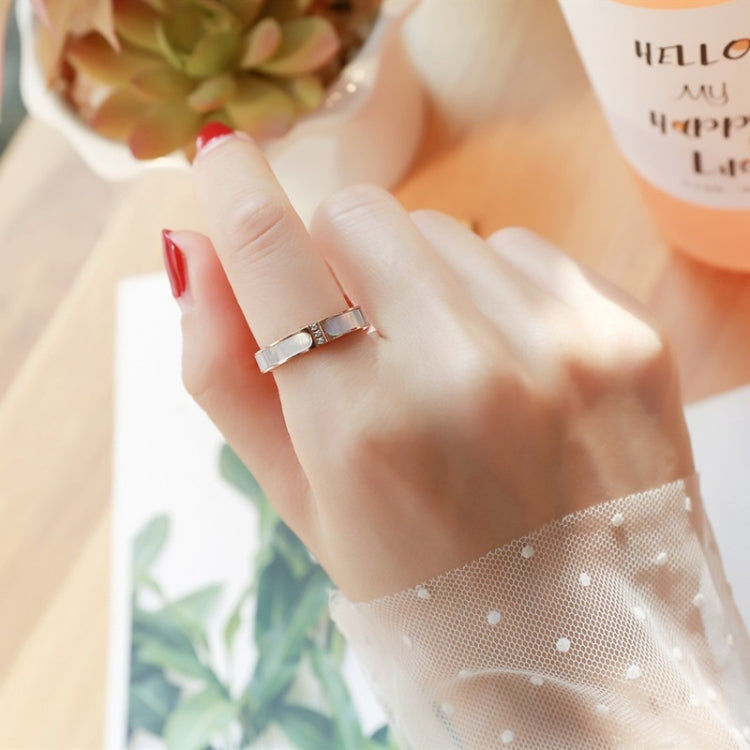 Three Diamonds Color Shell Diamond Ring Titanium Steel Gold-Plated Couple Ring, 5 US Size, 6 US Size, 7 US Size, 8 US Size, 9 US Size, 10 US Size