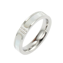 Load image into Gallery viewer, Three Diamonds Color Shell Diamond Ring Titanium Steel Gold-Plated Couple Ring, 5 US Size, 6 US Size, 7 US Size, 8 US Size, 9 US Size, 10 US Size