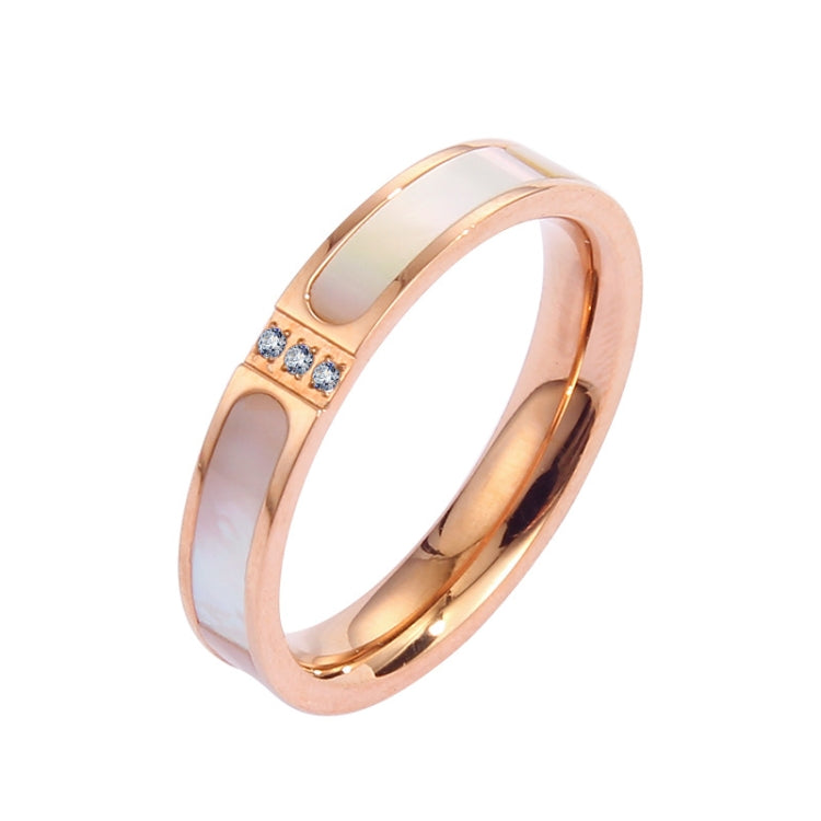 Three Diamonds Color Shell Diamond Ring Titanium Steel Gold-Plated Couple Ring, 5 US Size, 6 US Size, 7 US Size, 8 US Size, 9 US Size, 10 US Size