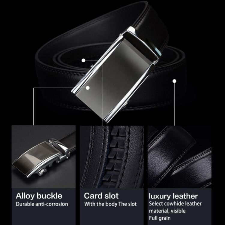 COWATHER CZ022 Men Two-Layer Leather Casual Business Automatic Buckle Belt, Length: