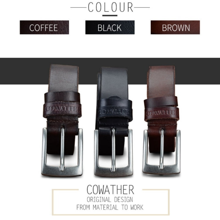 COWATHER XF018 Men Casual Business Pin Buckle Cowhide Belt,Length: