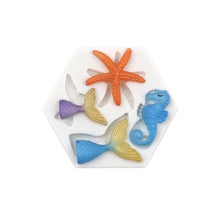 Load image into Gallery viewer, Ocean Series Big And Small Fishtail Starfish Seahorse DIY Baking Liquid Silicone Mold, Gray, Pink