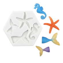 Load image into Gallery viewer, Ocean Series Big And Small Fishtail Starfish Seahorse DIY Baking Liquid Silicone Mold, Gray, Pink
