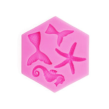Load image into Gallery viewer, Ocean Series Big And Small Fishtail Starfish Seahorse DIY Baking Liquid Silicone Mold, Gray, Pink