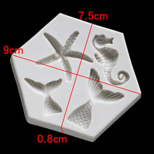 Load image into Gallery viewer, Ocean Series Big And Small Fishtail Starfish Seahorse DIY Baking Liquid Silicone Mold, Gray, Pink