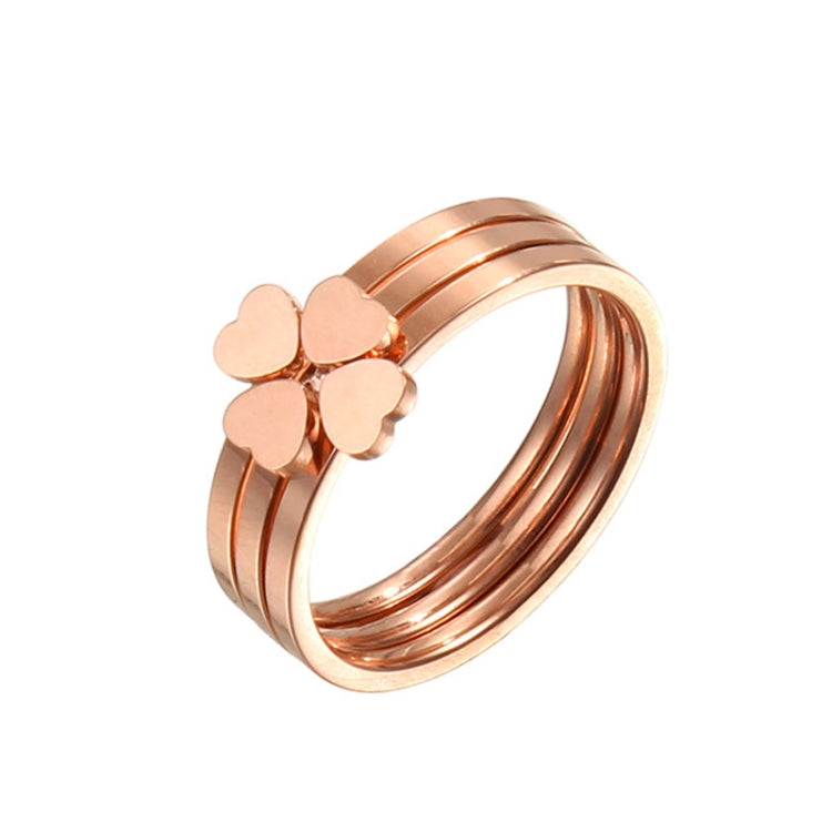 3 In 1 Titanium Steel Peach Heart Combination Four-Leaf Clover Couple Ring, US Size 5, US Size 6, US Size 7, US Size 9, US Size 10