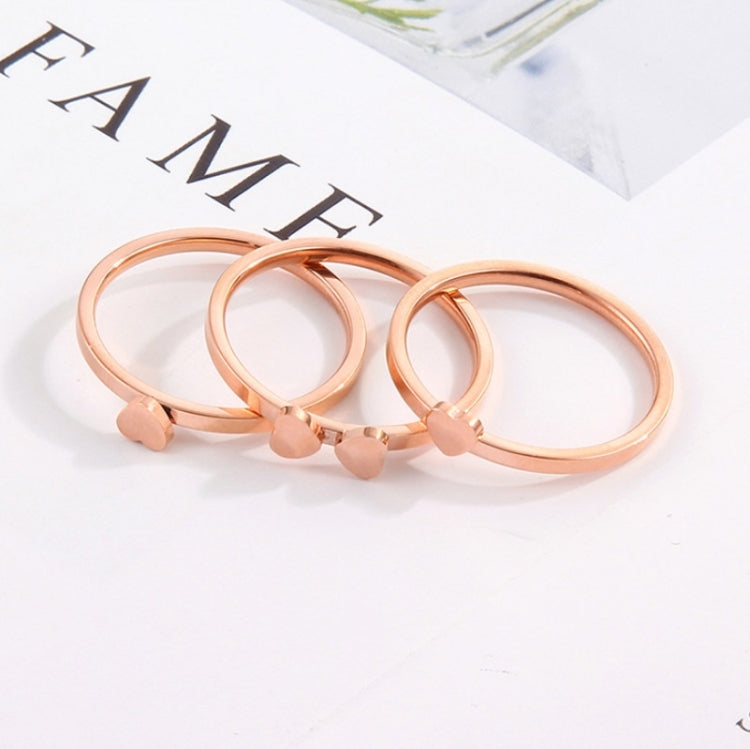3 In 1 Titanium Steel Peach Heart Combination Four-Leaf Clover Couple Ring, US Size 5, US Size 6, US Size 7, US Size 9, US Size 10