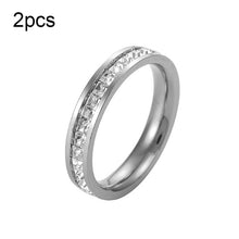 Load image into Gallery viewer, 2pcs Girls Simple Titanium Steel Diamond Ring, US Size 3, US Size 4, US Size 5, US Size 6, US Size 7, US Size 8, US Size 9, US Size 10
