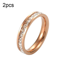 Load image into Gallery viewer, 2pcs Girls Simple Titanium Steel Diamond Ring, US Size 3, US Size 4, US Size 5, US Size 6, US Size 7, US Size 8, US Size 9, US Size 10
