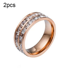 Load image into Gallery viewer, 2pcs Girls Simple Titanium Steel Diamond Ring, US Size 3, US Size 4, US Size 5, US Size 6, US Size 7, US Size 8, US Size 9, US Size 10