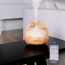 Load image into Gallery viewer, Bird Cage Wood Graphic Aromatherapy Machine Ultrasonic Smart Home Colorful Night Light Hollow Humidifier, US Plug, EU Plug, AU Plug, UK Plug