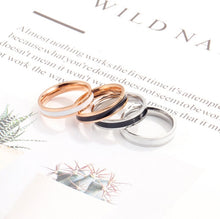 Load image into Gallery viewer, Simple Black White Epoxy Couple Ring Women Titanium Steel Ring Jewelry, US Size 3, US Size 4, US Size 5, US Size 6, US Size 7, US Size 8, US Size 9, US Size 10