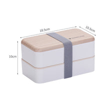 Load image into Gallery viewer, Office Double-layer Separated Lunch Box Wooden Portable Microwaveable Heating Student Bento Box with Cutlery, Double-layer