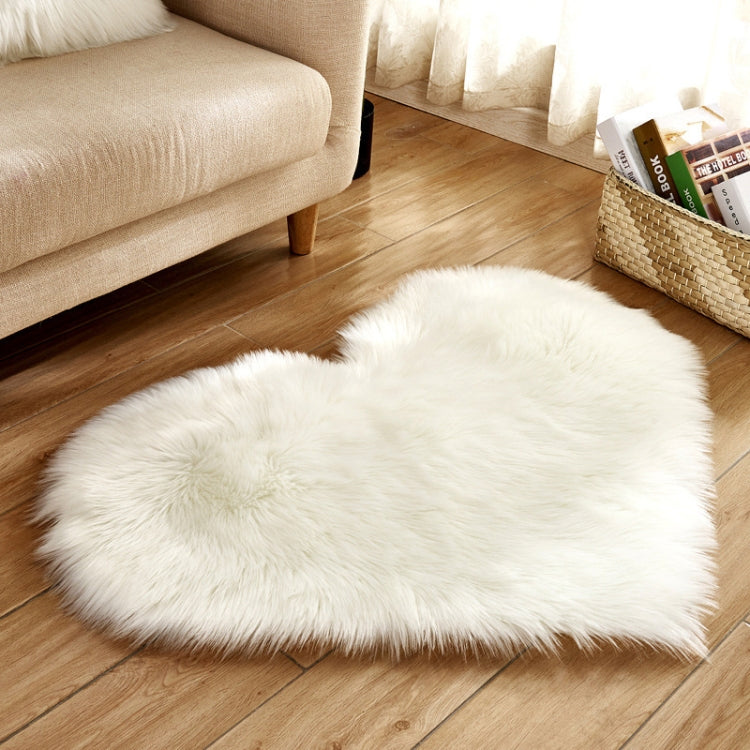 Love Heart Rugs Artificial Wool Sheepskin Hairy Carpet Faux Floor Mat Fur Plain Fluffy Soft Area Rug Tapetes, 30*40cm, 40*50cm, 50*60cm, 70*90cm, 80*90cm