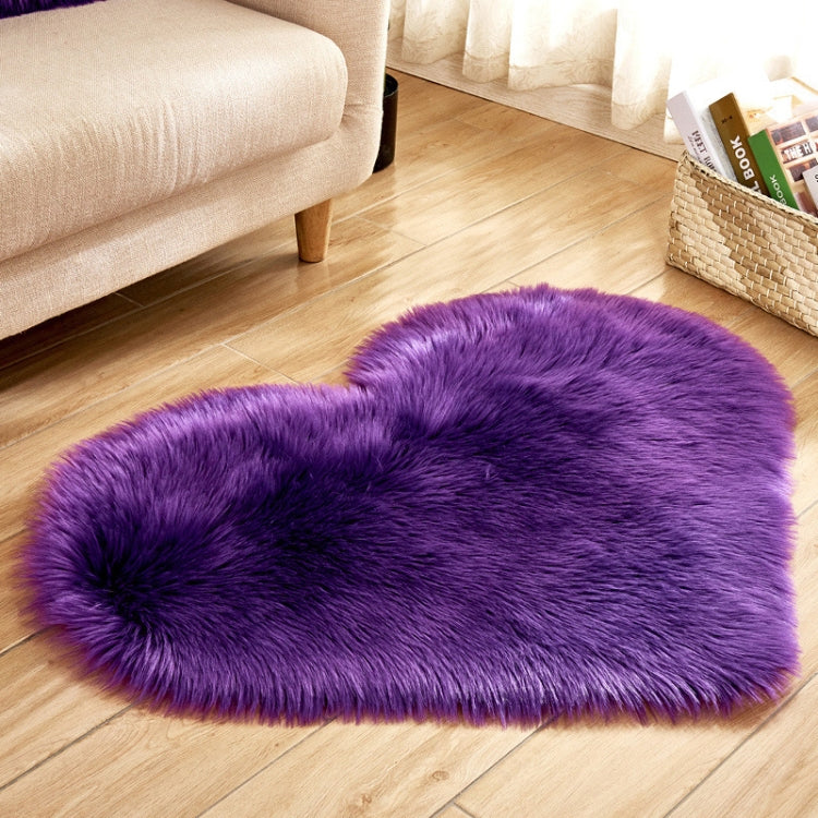 Love Heart Rugs Artificial Wool Sheepskin Hairy Carpet Faux Floor Mat Fur Plain Fluffy Soft Area Rug Tapetes, 30*40cm, 40*50cm, 50*60cm, 70*90cm, 80*90cm