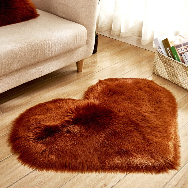 Love Heart Rugs Artificial Wool Sheepskin Hairy Carpet Faux Floor Mat Fur Plain Fluffy Soft Area Rug Tapetes, 30*40cm, 40*50cm, 50*60cm, 70*90cm, 80*90cm