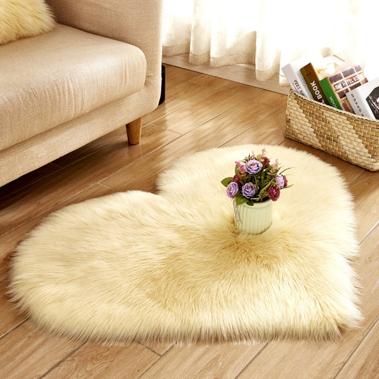 Love Heart Rugs Artificial Wool Sheepskin Hairy Carpet Faux Floor Mat Fur Plain Fluffy Soft Area Rug Tapetes, 30*40cm, 40*50cm, 50*60cm, 70*90cm, 80*90cm