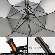 Load image into Gallery viewer, PGM YS005 Golf Umbrella Self-Contained Electric Fan Sunscreen Umbrella, Dark Blue, Black, Lake Blue
