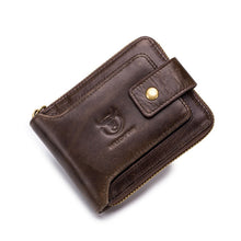 Load image into Gallery viewer, BUFF CAPTAIN 231 First Layer Cowhide Zipper Wallet Horizontal Leather Multiple-Card Thicken Album Wallet, Brown, Yellow Brown, Wise Black