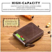 Load image into Gallery viewer, BUFF CAPTAIN 231 First Layer Cowhide Zipper Wallet Horizontal Leather Multiple-Card Thicken Album Wallet, Brown, Yellow Brown, Wise Black