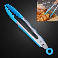Load image into Gallery viewer, Kitchen Silicone Cooking Salad Stainless Steel Handle Food Clip, Steel Handle Food Clip(Blue), Steel Handle Food Clip(Pink), Steel Handle Food Clip(Yellow)