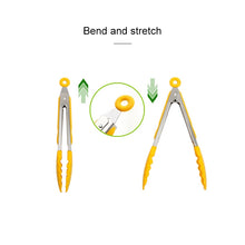 Load image into Gallery viewer, Kitchen Silicone Cooking Salad Stainless Steel Handle Food Clip, Steel Handle Food Clip(Blue), Steel Handle Food Clip(Pink), Steel Handle Food Clip(Yellow)