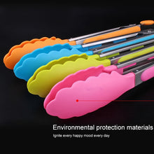 Load image into Gallery viewer, Kitchen Silicone Cooking Salad Stainless Steel Handle Food Clip, Steel Handle Food Clip(Blue), Steel Handle Food Clip(Pink), Steel Handle Food Clip(Yellow)
