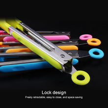Load image into Gallery viewer, Kitchen Silicone Cooking Salad Stainless Steel Handle Food Clip, Steel Handle Food Clip(Blue), Steel Handle Food Clip(Pink), Steel Handle Food Clip(Yellow)