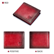Load image into Gallery viewer, BUFF CAPTAIN 05 Men Leather Short Wallet Anti-Theft Brush Multi-Card Bit First-Layer Soft Cowhide Wallet, Red, Black, Yellow Brown