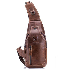 Load image into Gallery viewer, BULL CAPTAIN 019 Retro Men Leather Crossbody Shoulder Bag First-Layer Cowhide Chest Bag, Colour: Black + Buckle, Chestnut Brown, Yellow Brown, Gray Brown, Pure Black