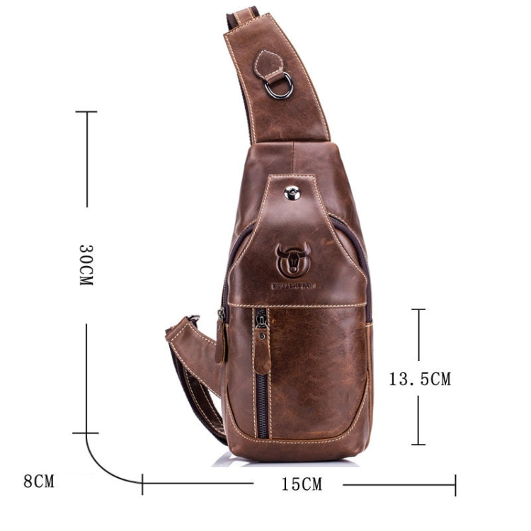 BULL CAPTAIN 019 Retro Men Leather Crossbody Shoulder Bag First-Layer Cowhide Chest Bag, Colour: Black + Buckle, Chestnut Brown, Yellow Brown, Gray Brown, Pure Black