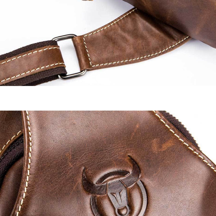 BULL CAPTAIN 019 Retro Men Leather Crossbody Shoulder Bag First-Layer Cowhide Chest Bag, Colour: Black + Buckle, Chestnut Brown, Yellow Brown, Gray Brown, Pure Black