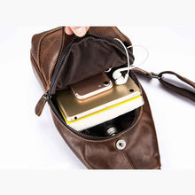 Load image into Gallery viewer, BULL CAPTAIN 019 Retro Men Leather Crossbody Shoulder Bag First-Layer Cowhide Chest Bag, Colour: Black + Buckle, Chestnut Brown, Yellow Brown, Gray Brown, Pure Black