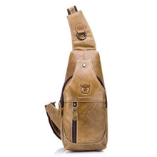 Load image into Gallery viewer, BULL CAPTAIN 019 Retro Men Leather Crossbody Shoulder Bag First-Layer Cowhide Chest Bag, Colour: Black + Buckle, Chestnut Brown, Yellow Brown, Gray Brown, Pure Black
