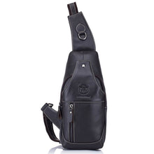 Load image into Gallery viewer, BULL CAPTAIN 019 Retro Men Leather Crossbody Shoulder Bag First-Layer Cowhide Chest Bag, Colour: Black + Buckle, Chestnut Brown, Yellow Brown, Gray Brown, Pure Black, Chestnut Brown + Buckle + Bracket, Black + Buckle + Bracket, Yellow + Buckle + Bracke...