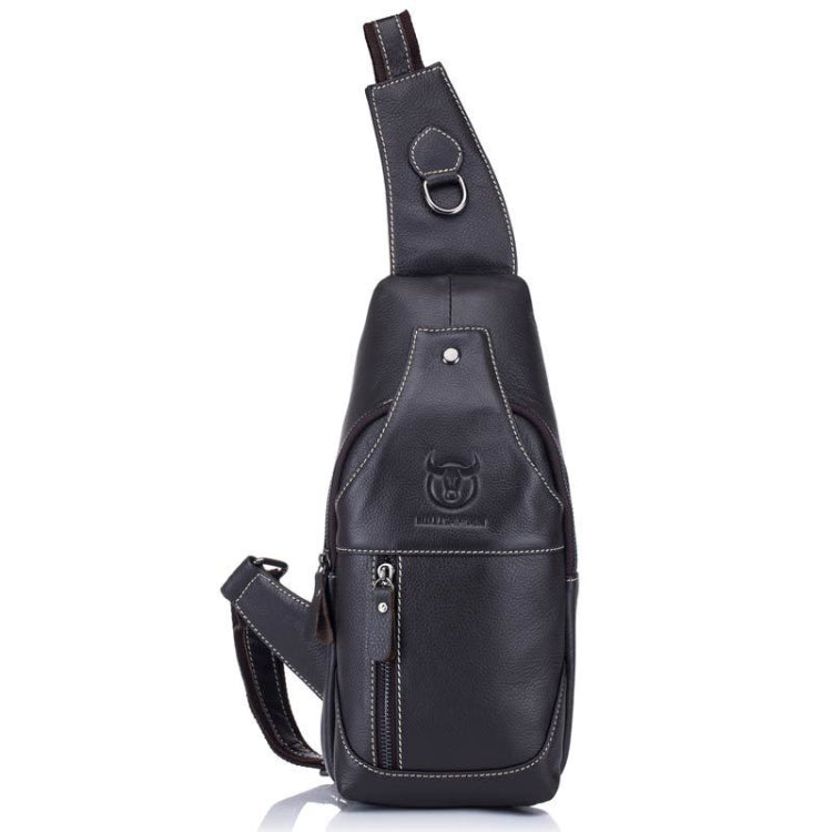 BULL CAPTAIN 019 Retro Men Leather Crossbody Shoulder Bag First-Layer Cowhide Chest Bag, Colour: Black + Buckle, Chestnut Brown, Yellow Brown, Gray Brown, Pure Black