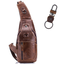 Load image into Gallery viewer, BULL CAPTAIN 019 Retro Men Leather Crossbody Shoulder Bag First-Layer Cowhide Chest Bag, Colour: Black + Buckle, Chestnut Brown, Yellow Brown, Gray Brown, Pure Black, Chestnut Brown + Buckle + Bracket, Black + Buckle + Bracket, Yellow + Buckle + Bracke...