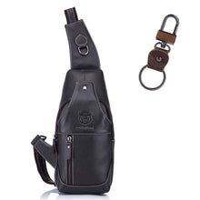 Load image into Gallery viewer, BULL CAPTAIN 019 Retro Men Leather Crossbody Shoulder Bag First-Layer Cowhide Chest Bag, Colour: Black + Buckle, Chestnut Brown, Yellow Brown, Gray Brown, Pure Black, Chestnut Brown + Buckle + Bracket, Black + Buckle + Bracket, Yellow + Buckle + Bracke...