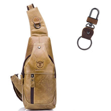 Load image into Gallery viewer, BULL CAPTAIN 019 Retro Men Leather Crossbody Shoulder Bag First-Layer Cowhide Chest Bag, Colour: Black + Buckle, Chestnut Brown, Yellow Brown, Gray Brown, Pure Black, Chestnut Brown + Buckle + Bracket, Black + Buckle + Bracket, Yellow + Buckle + Bracke...