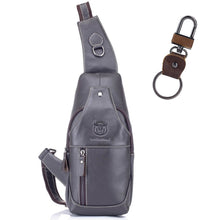 Load image into Gallery viewer, BULL CAPTAIN 019 Retro Men Leather Crossbody Shoulder Bag First-Layer Cowhide Chest Bag, Colour: Black + Buckle, Chestnut Brown, Yellow Brown, Gray Brown, Pure Black, Chestnut Brown + Buckle + Bracket, Black + Buckle + Bracket, Yellow + Buckle + Bracke...