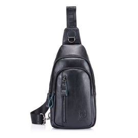 BUFF CAPTAIN 100 Men Leather Crossbody Shoulder Bag First-Layer Cowhide Multi-Function Sports Casual Chest Bag, Black, Brown, Yellow Brown