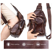 Load image into Gallery viewer, BUFF CAPTAIN 100 Men Leather Crossbody Shoulder Bag First-Layer Cowhide Multi-Function Sports Casual Chest Bag, Black, Brown, Yellow Brown
