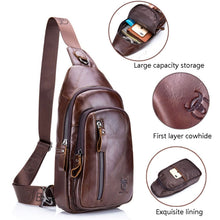 Load image into Gallery viewer, BUFF CAPTAIN 100 Men Leather Crossbody Shoulder Bag First-Layer Cowhide Multi-Function Sports Casual Chest Bag, Black, Brown, Yellow Brown