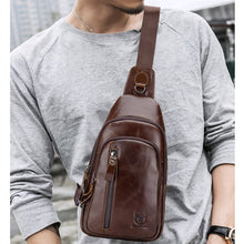 Load image into Gallery viewer, BUFF CAPTAIN 100 Men Leather Crossbody Shoulder Bag First-Layer Cowhide Multi-Function Sports Casual Chest Bag, Black, Brown, Yellow Brown