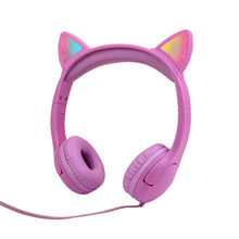 Load image into Gallery viewer, LX-K06 3.5mm Wired Children Learning Luminous Cat Ear Headset, Cable Length: 1.2m, Pink, Purple, Blue, Orange